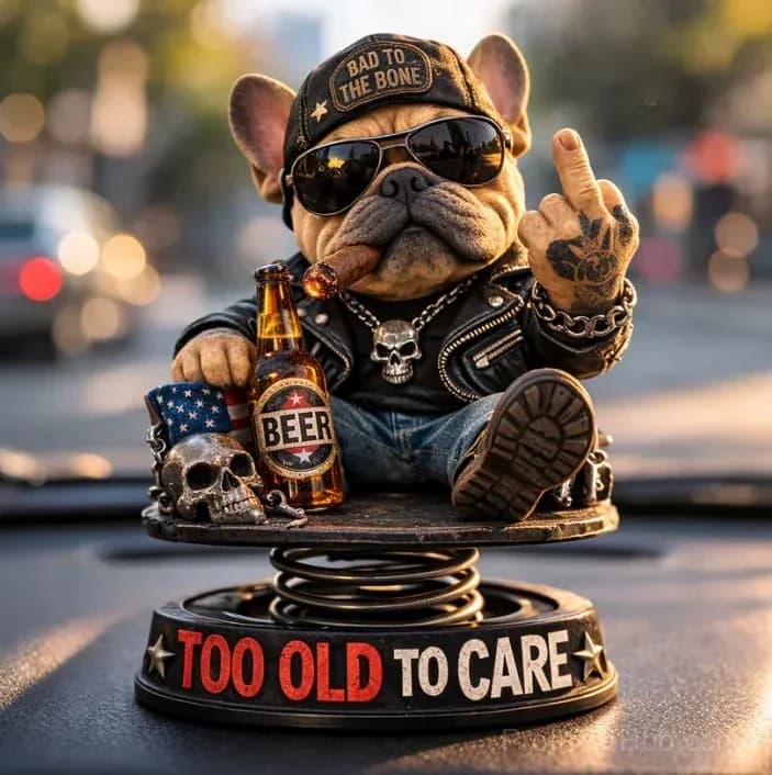 Car Dashboard Bobblehead - Too Old To Care - View 2
