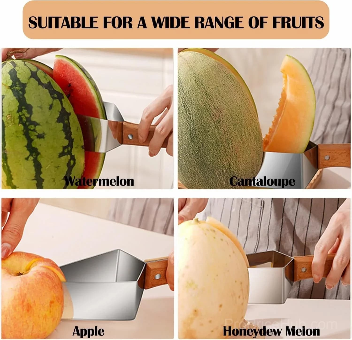 Stainless Steel Triangle Watermelon Cutter with Wooden Handle - View 4
