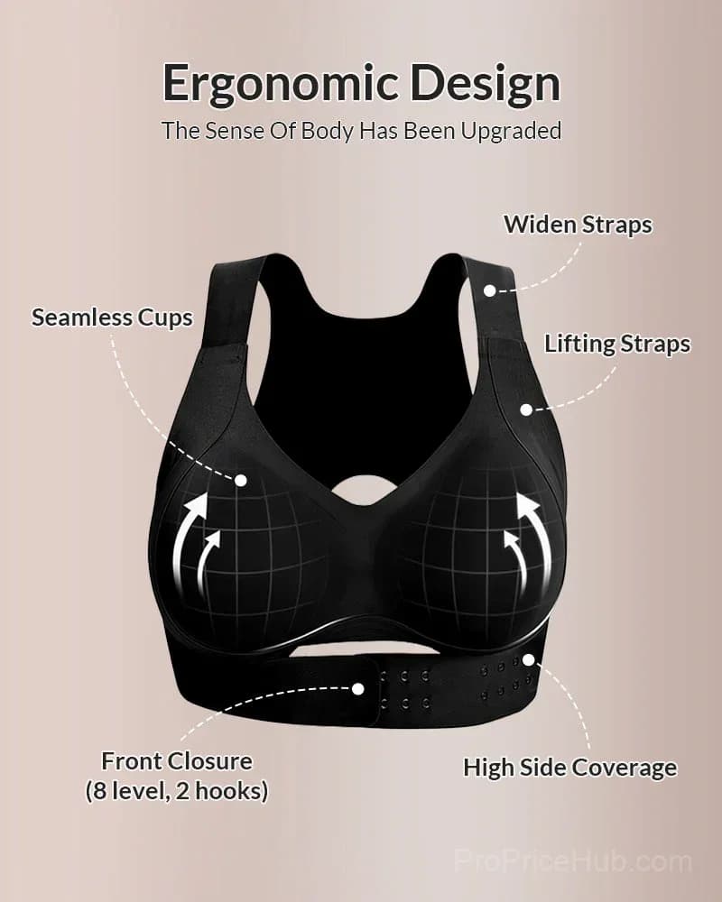 Front Closure Cross-Back Wireless Posture Bra - View 16