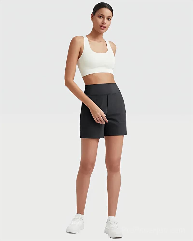 Women's High-Waisted Athletic Bermuda Shorts with Pockets - View 6