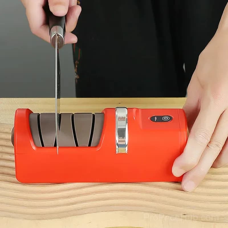 Automatic Kitchen Knife Sharpener, Red - View 7