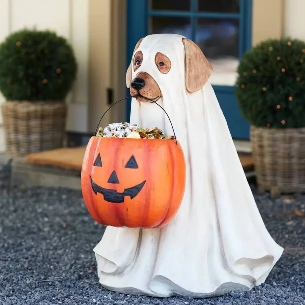 Ghost Cat Candy Bowl Halloween Home Decor - Alt