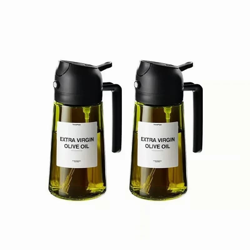 2-in-1 Glass Oil Sprayer and Dispenser, Black, 470ml - Alt