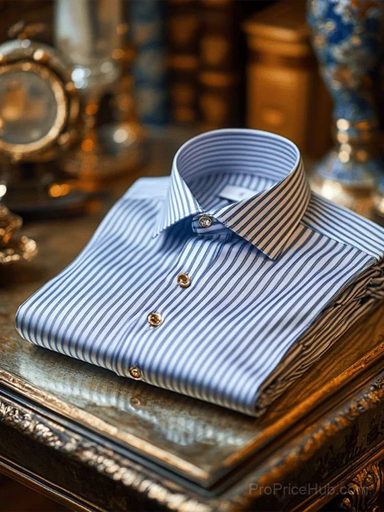 Men's Luxury Business Striped Long Sleeve Shirt - Main