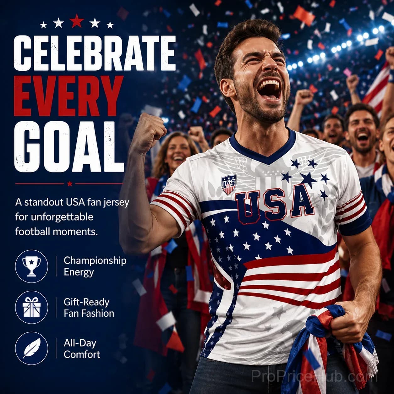 V-Neck USA Bald Eagle Graphic Soccer Jersey - Alt