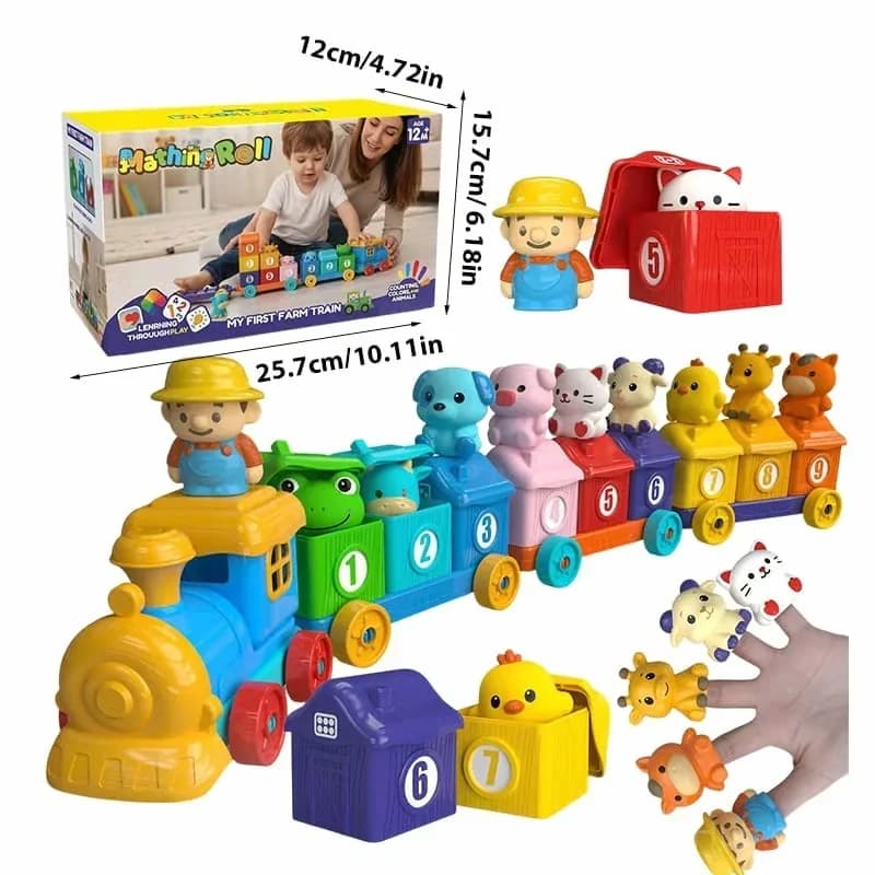 Montessori Digital Train Adventure Set with 10 Animals - Alt