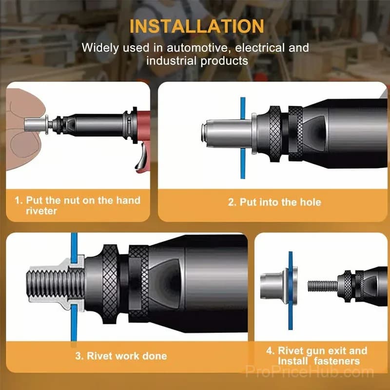 Galvanized Flat Head Threaded Rivet Nut Insert Set - View 2