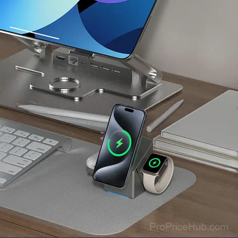 3-in-1 Foldable Magnetic Wireless Charging Station - Alt