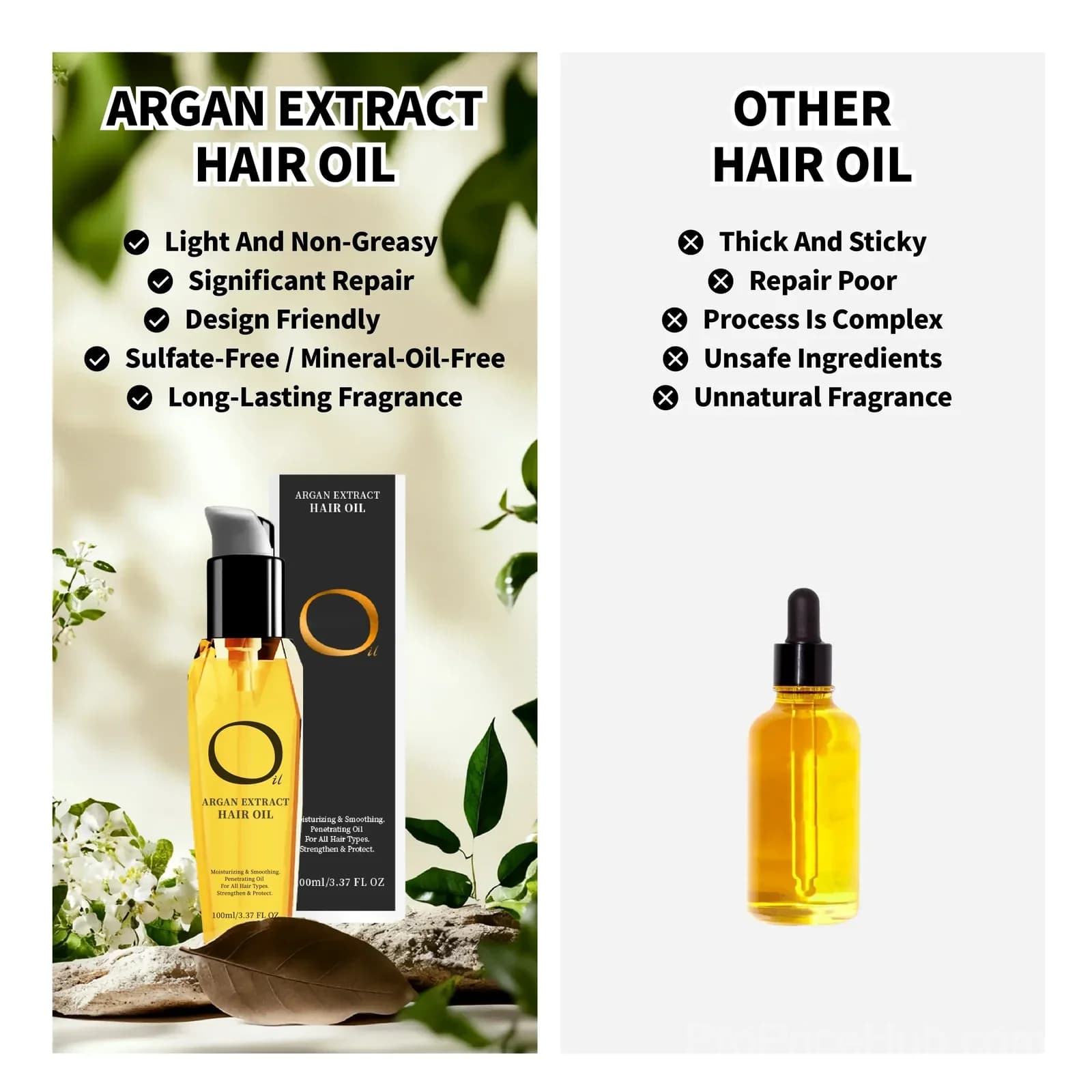 Argan & Coconut Hair Oil 100ml - Lightweight Non-Greasy Serum for Smooth Shine - View 10