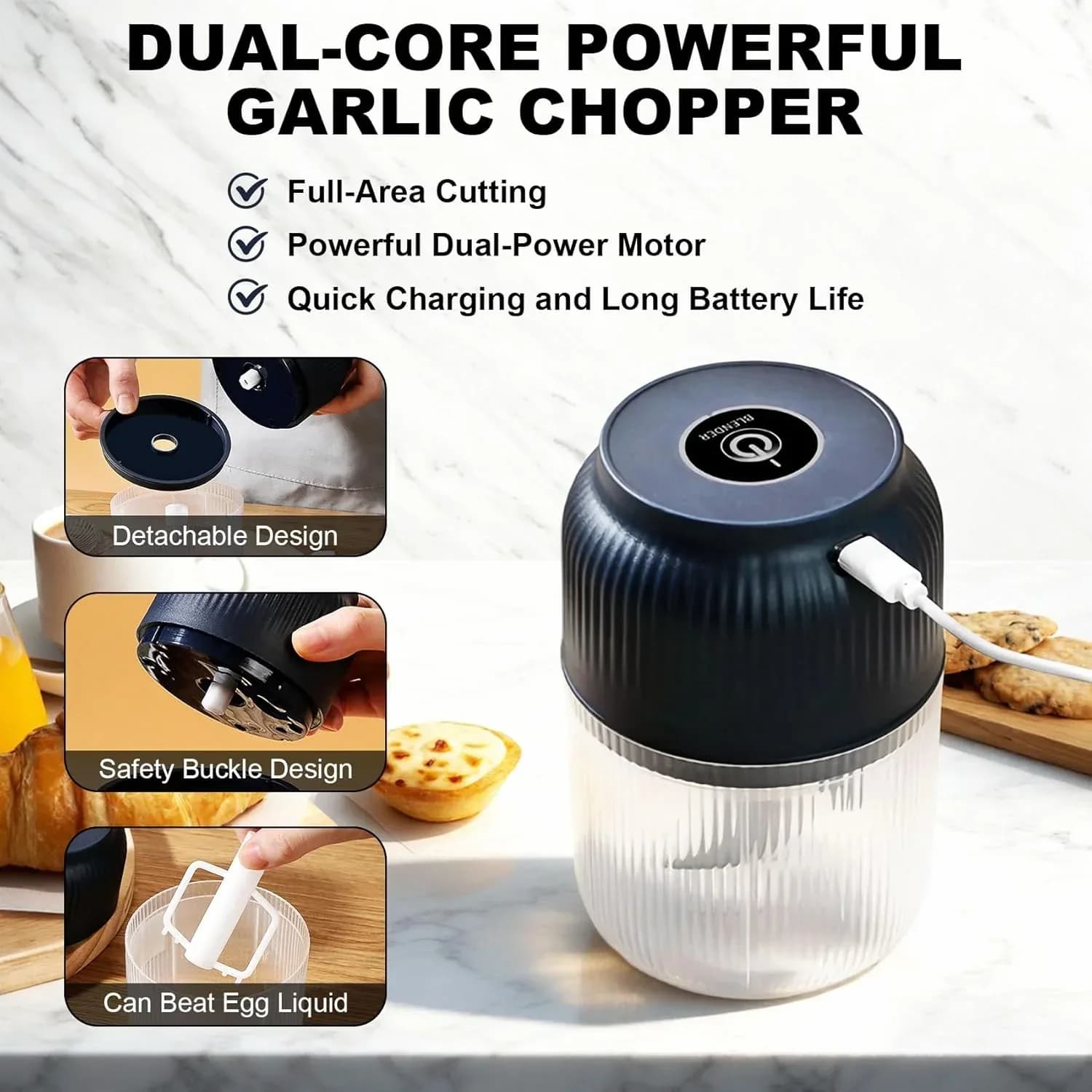 Portable Mini Food Chopper - Compact Vegetable Cutter - View 3
