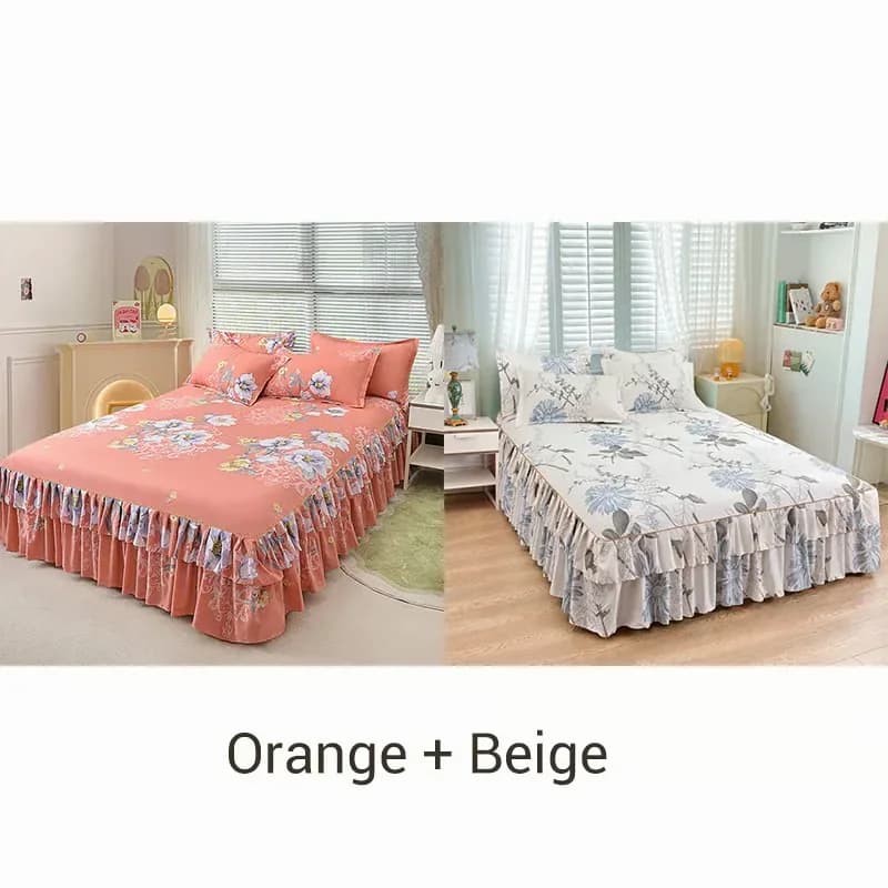 3-Piece Green Ruffled Bed Skirt Set, Cot Size 40 x 75 in - View 17