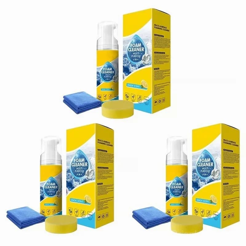 Multi-Function Foam Car Cleaner Kit, 150ml with Sponge and Cloth - View 2
