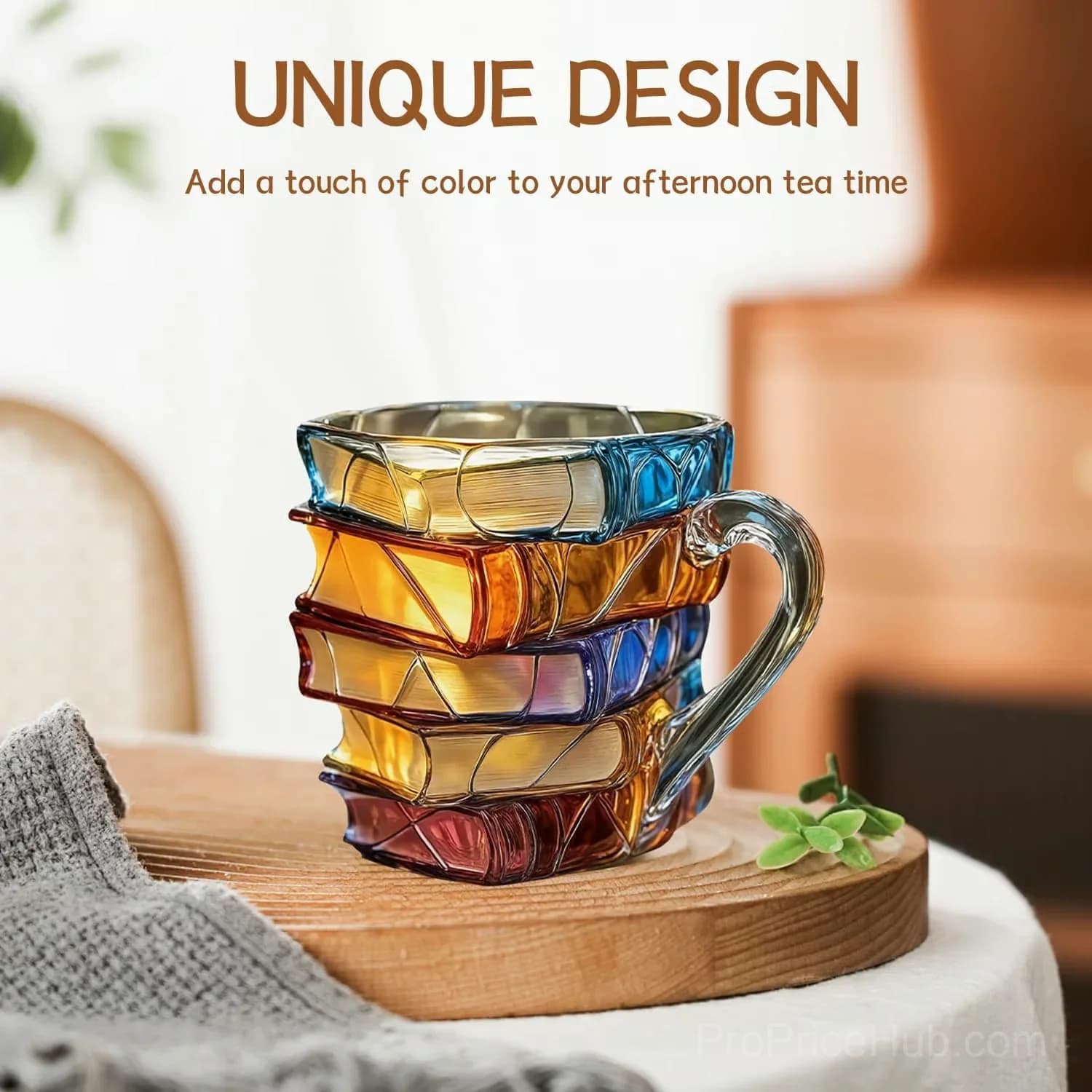 3D Painted Book Glass Coffee Mug, Book Lover Cup, Style A - View 3