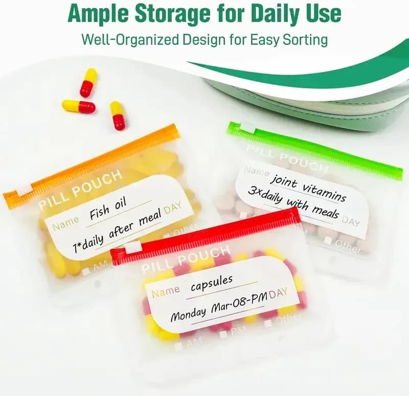 Waterproof Pill Pouch Set - 14 Bags for Storage & Organization - View 7