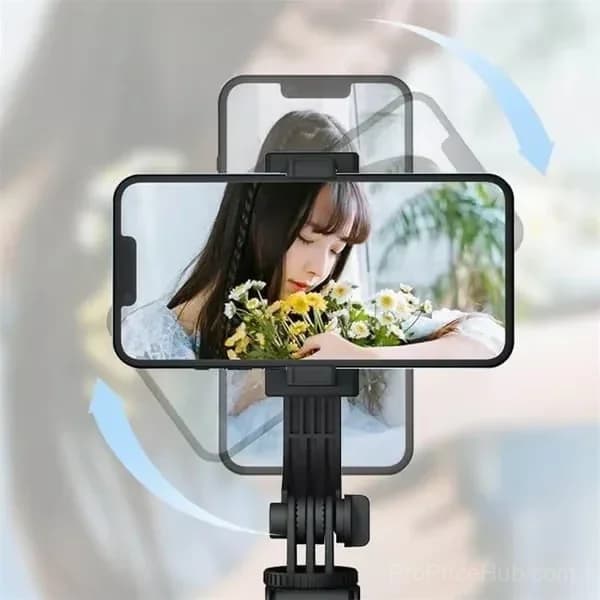 Black 6-in-1 Bluetooth Selfie Stick, No Fill Light - View 4