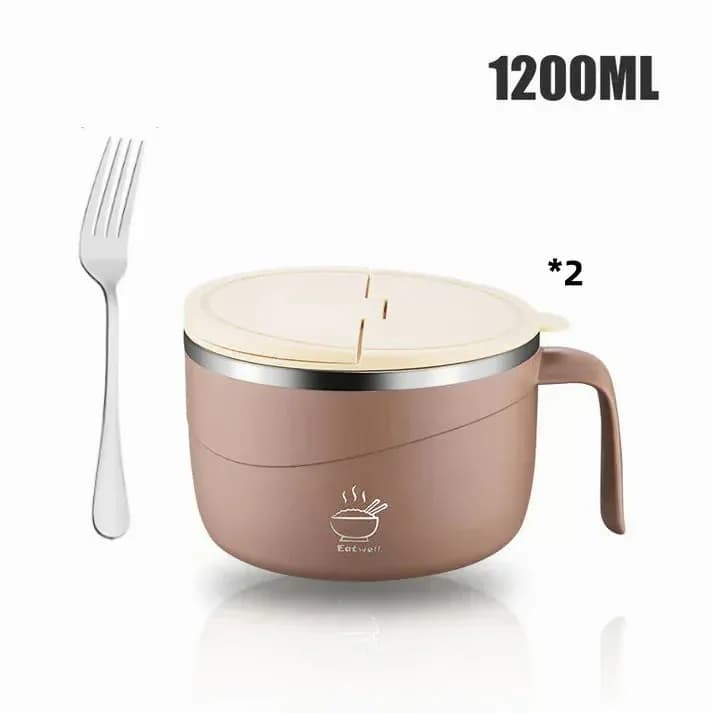 304 Stainless Steel Insulated Ramen Bowl, Black, 1200ml, 1 Pc - View 31