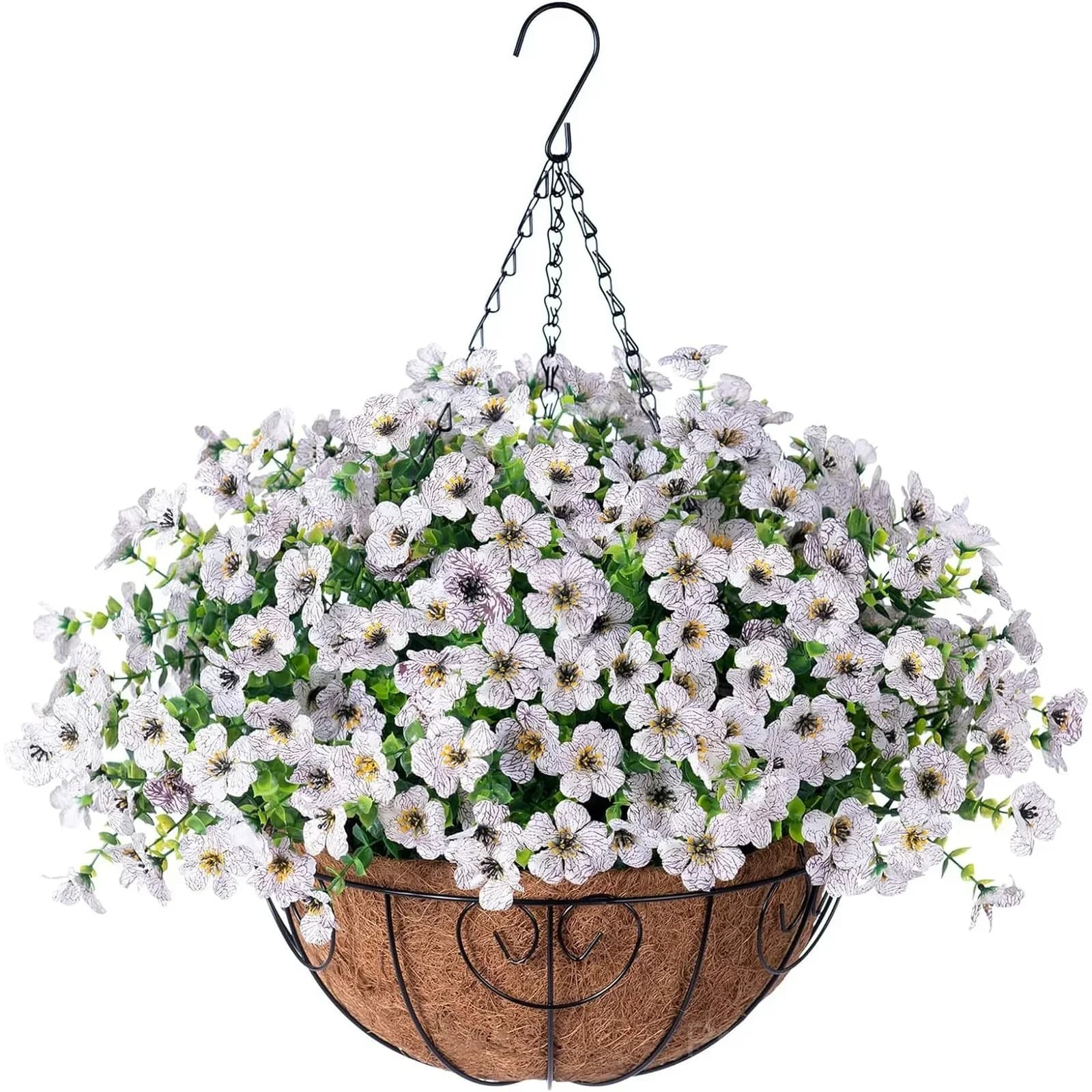 Artificial Daisy Hanging Basket - Low Maintenance Outdoor Silk Flower Planter for Patio & Garden - View 11