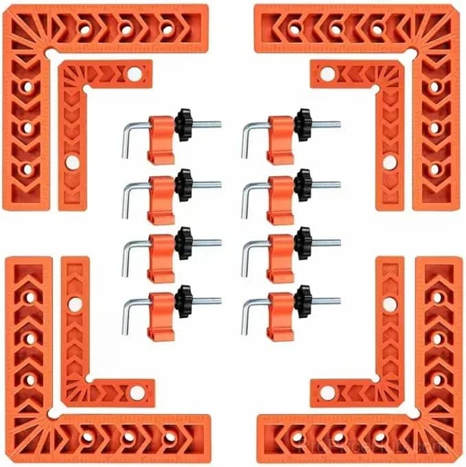 90 Degree Corner Clamp & Positioning Square Set - 3" & 4" x 8 Right Angle Clamps, ABS Plastic L-Shaped Tool - Main