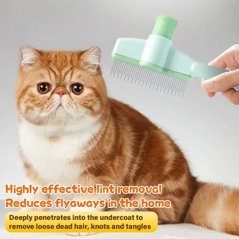 Self-Cleaning Pet Flea Comb Grooming Brush, Green, 1 Pc - View 7