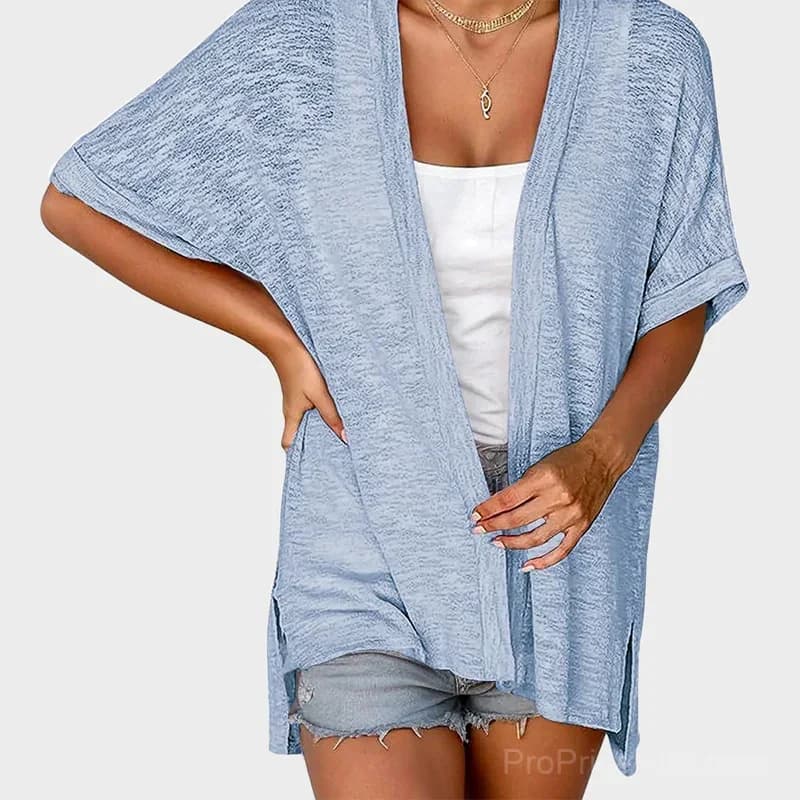 Solid Color Short-Sleeve Casual Jacket - View 12