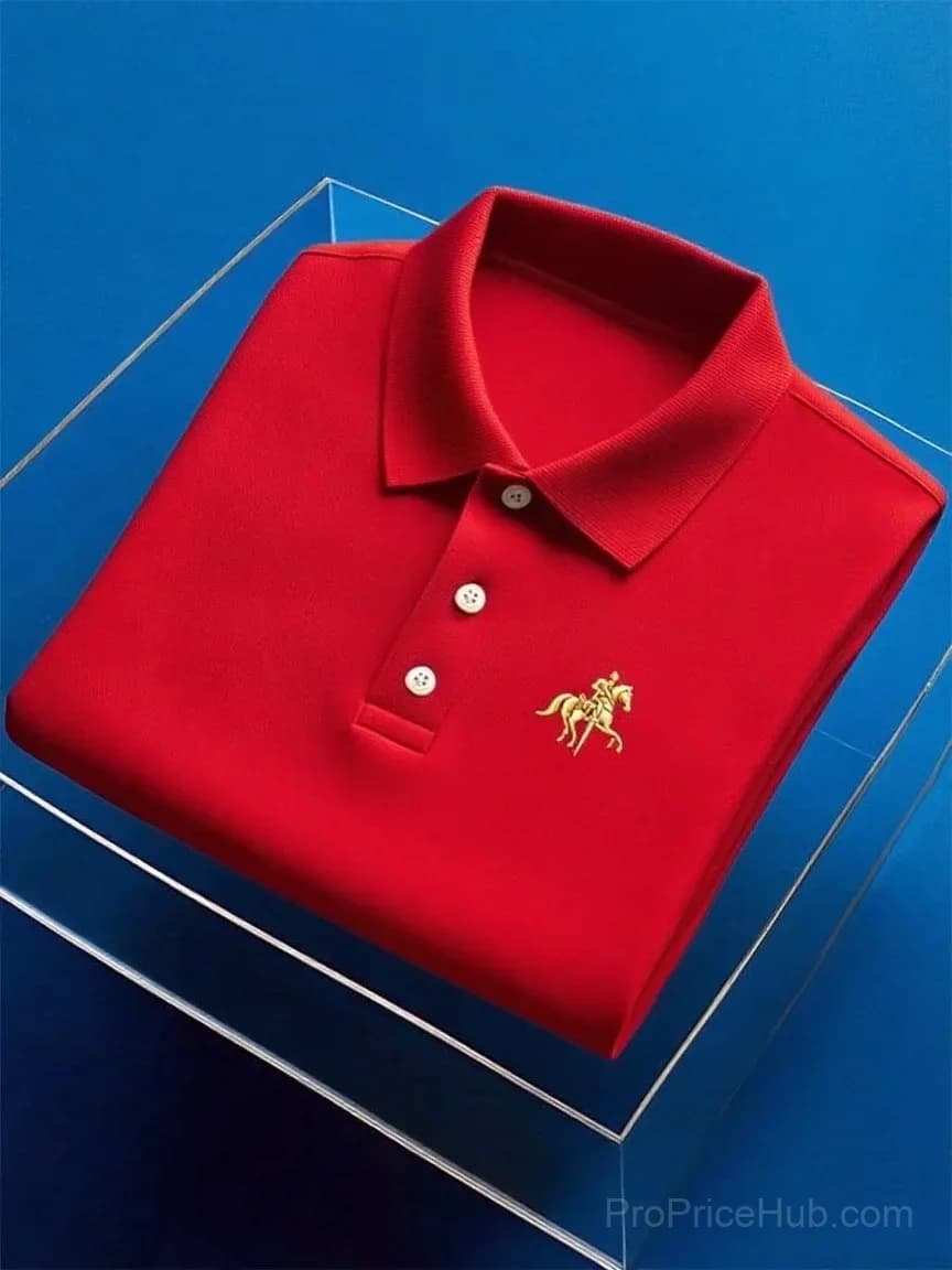 Men's Business Casual Button Short Sleeve Polo Shirt - Alt
