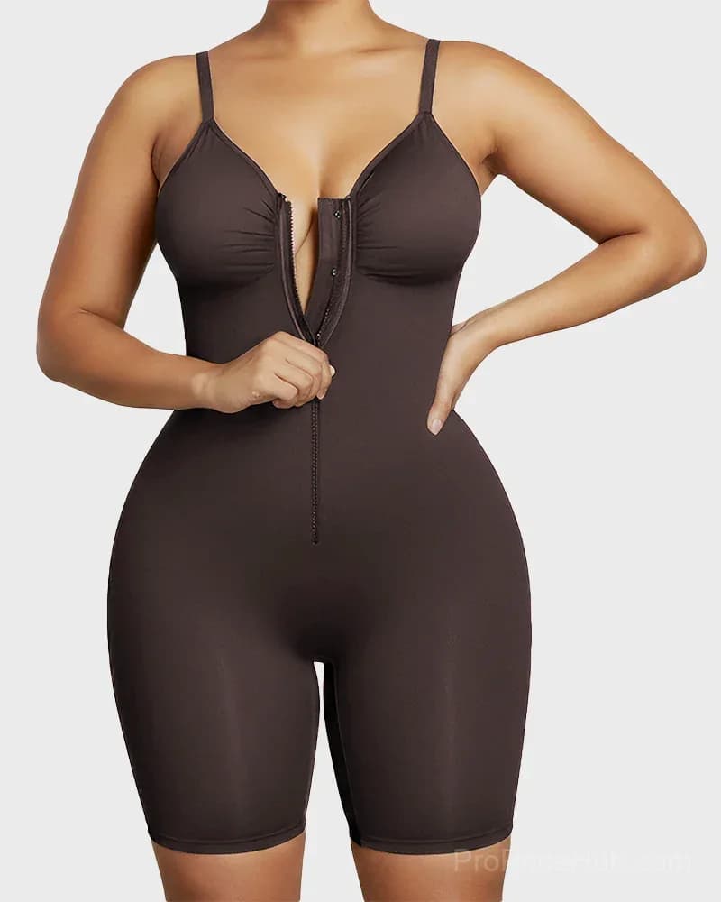 Tummy Control Zip-Up Ultra Stretch Shapewear Bodysuit - View 11