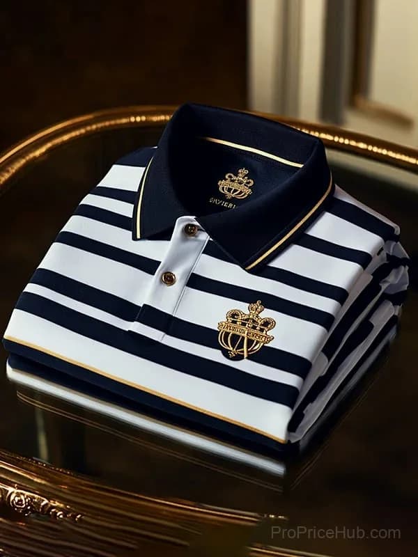 Men's Business Casual Button Short Sleeve Polo Shirt - Main