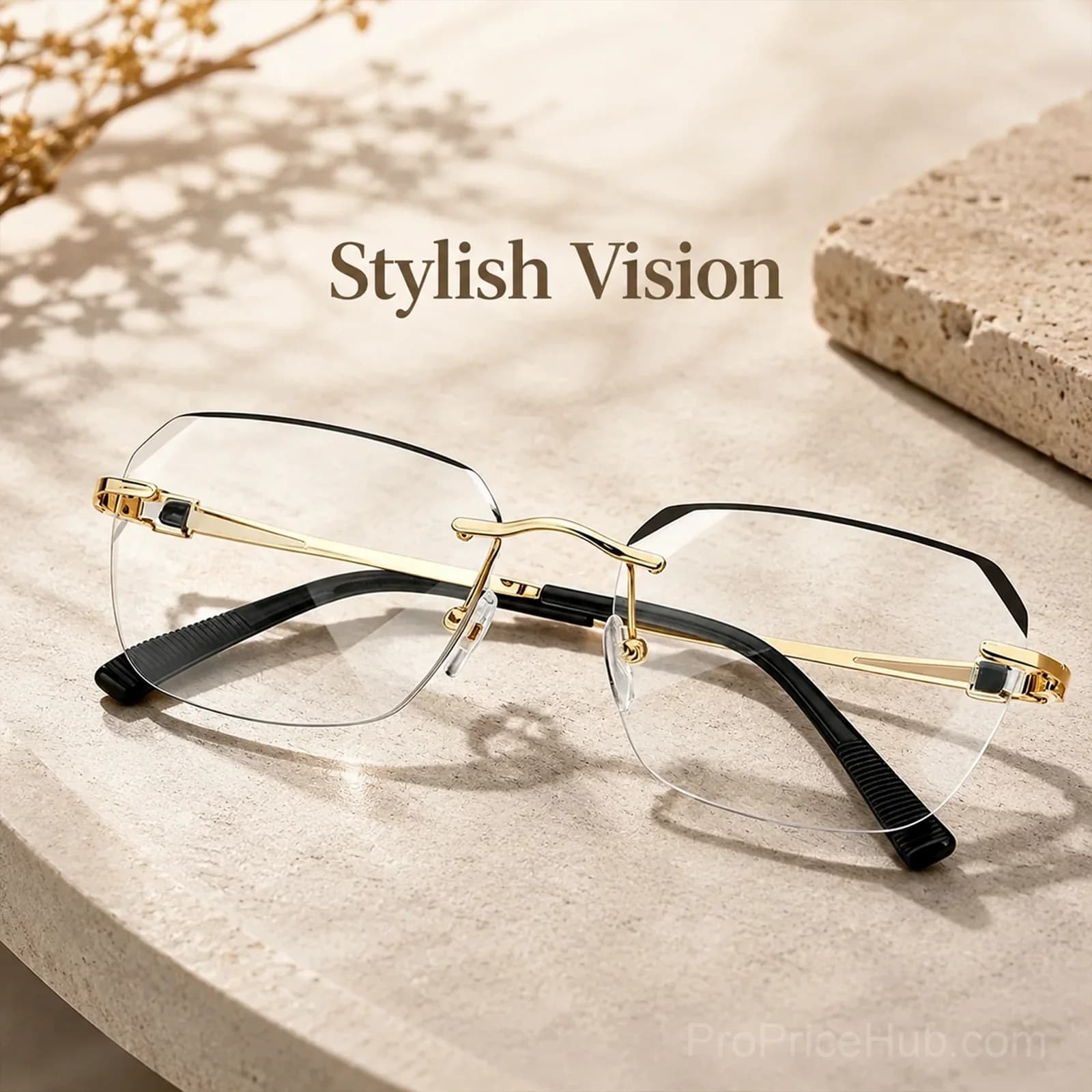 Frameless Diamond Cut Blue Light Reading Glasses - View 4
