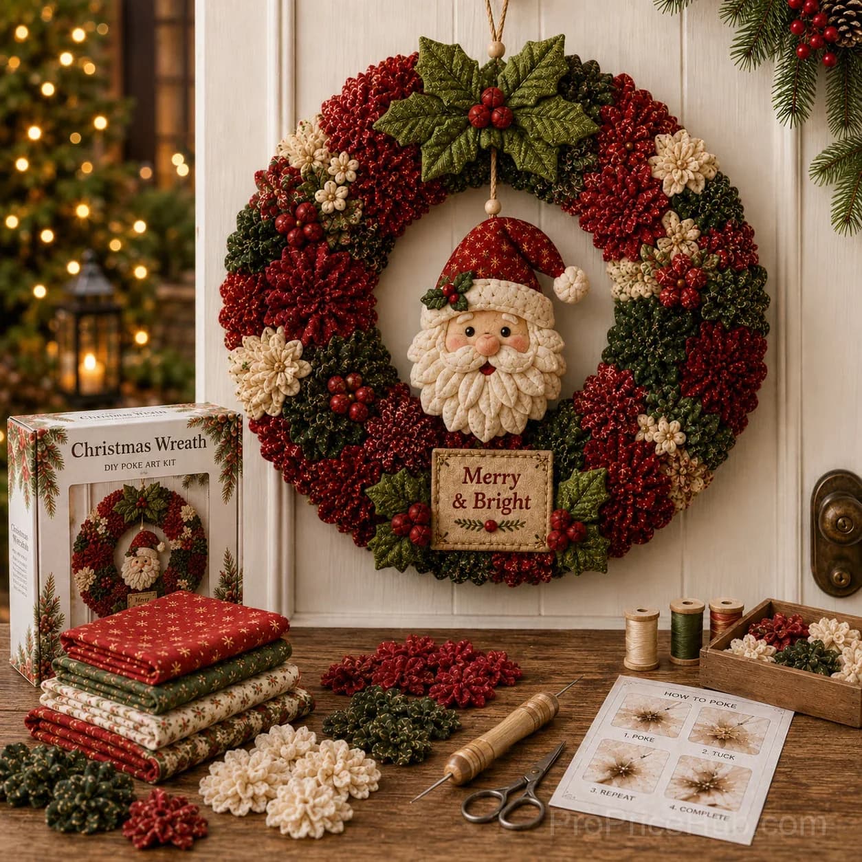 3D Fabric Poke Wreath DIY Kit for Home Decor - Alt