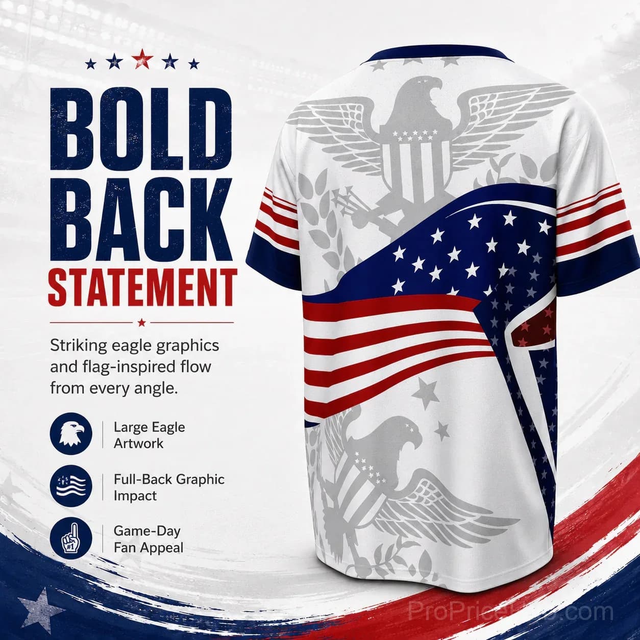 V-Neck USA Bald Eagle Graphic Soccer Jersey - View 6