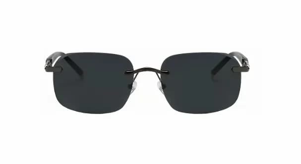 Black Rimless HD Protective Sunglasses, Metal, 1 Pair - Main