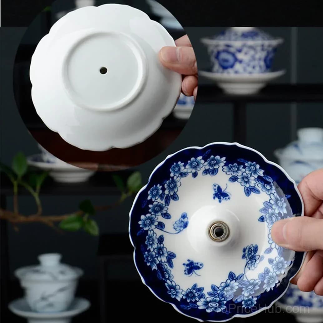 Blue and White Porcelain Umbrella Tea Infuser Set - View 4