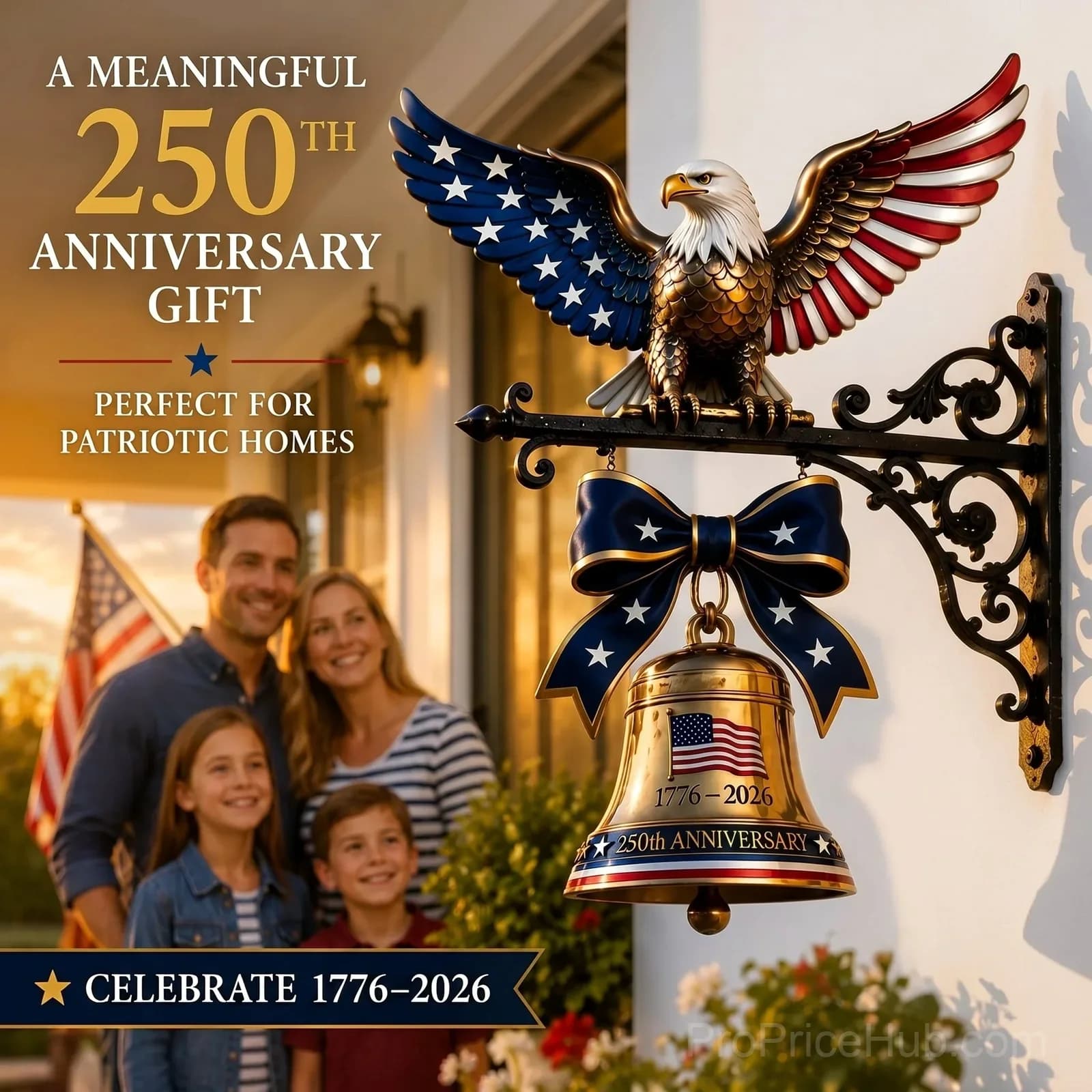 1776-2026 Spirit of Liberty Eagle Bell Garden Decor - View 4