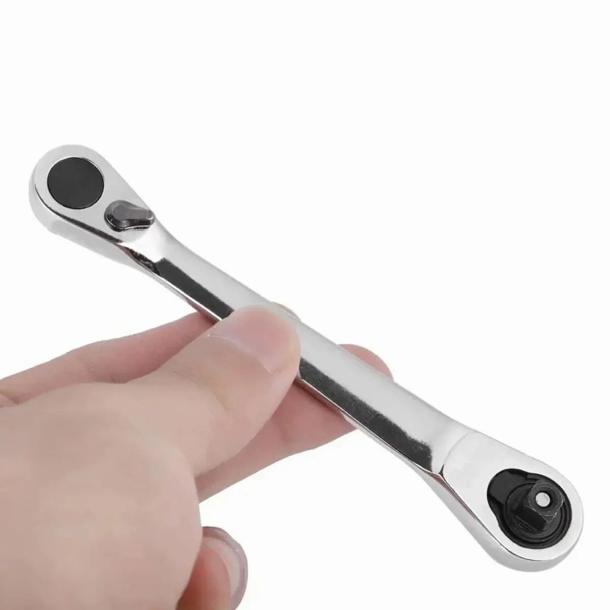 Mini Double Headed Ratchet Wrench, 1/4 Inch Drive, 72-Tooth, 5° Quick Release - View 6