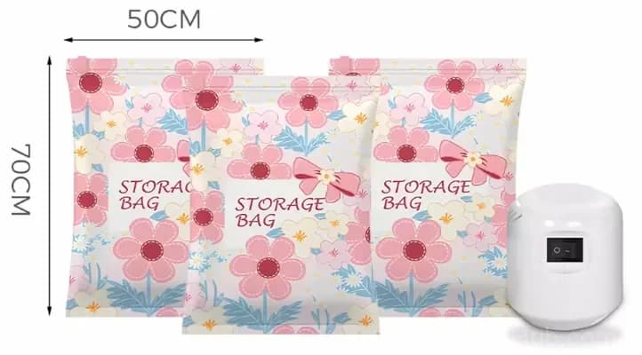 Vacuum Storage Bags, 3 Small 70 x 50 cm with Electric Pump - Main