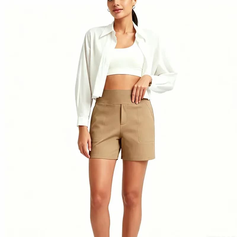 Women's High-Waisted Tummy Control Stretch Shorts - Black, S - View 11