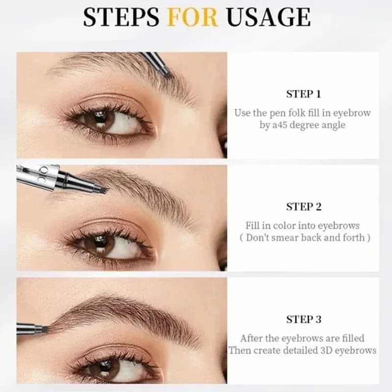 Waterproof Microblading Eyebrow Pen, 4-Fork Tip, Light Brown - View 5