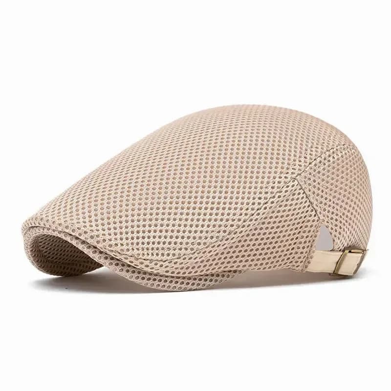 Men's Breathable Mesh Flat Cap – Adjustable Newsboy Ivy Beret Summer Hat - Alt
