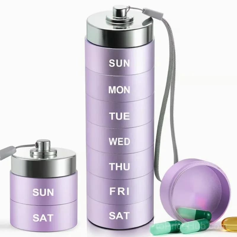 Large Weekly Pill Organizer, Purple - Main