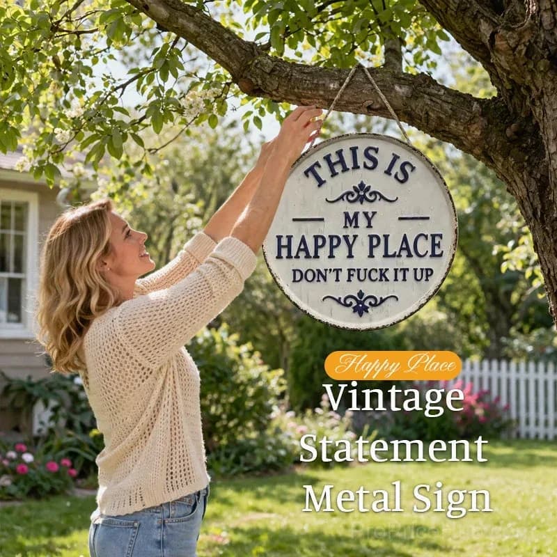 This Is My Happy Place Door Sign - Outdoor Garden Decor - Main
