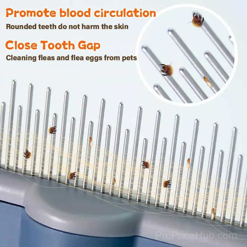 Self-Cleaning Pet Flea Comb Grooming Brush, Green, 1 Pc - View 4