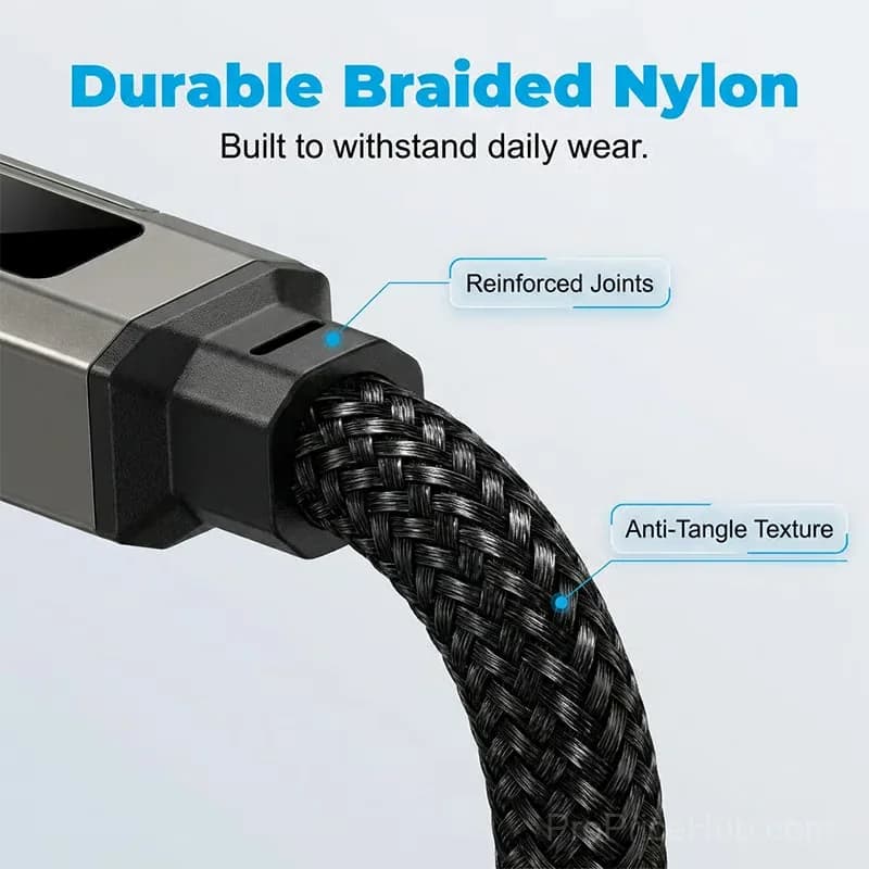 4-in-1 Digital Display Keychain Charging Cable, Black - View 8