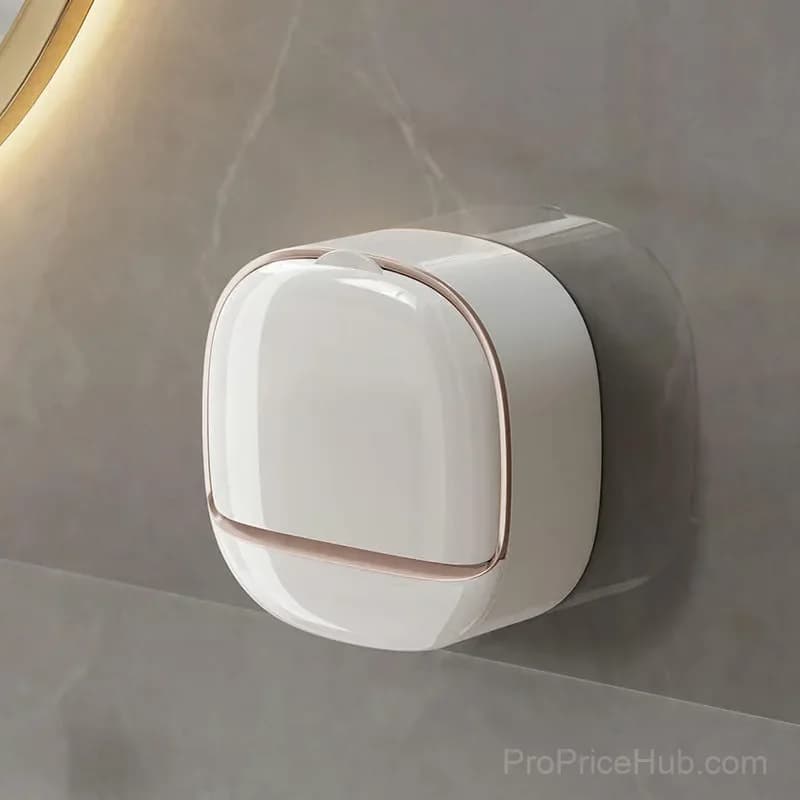 White Soap Holder with Drain Tray for Sink or Shower - Main