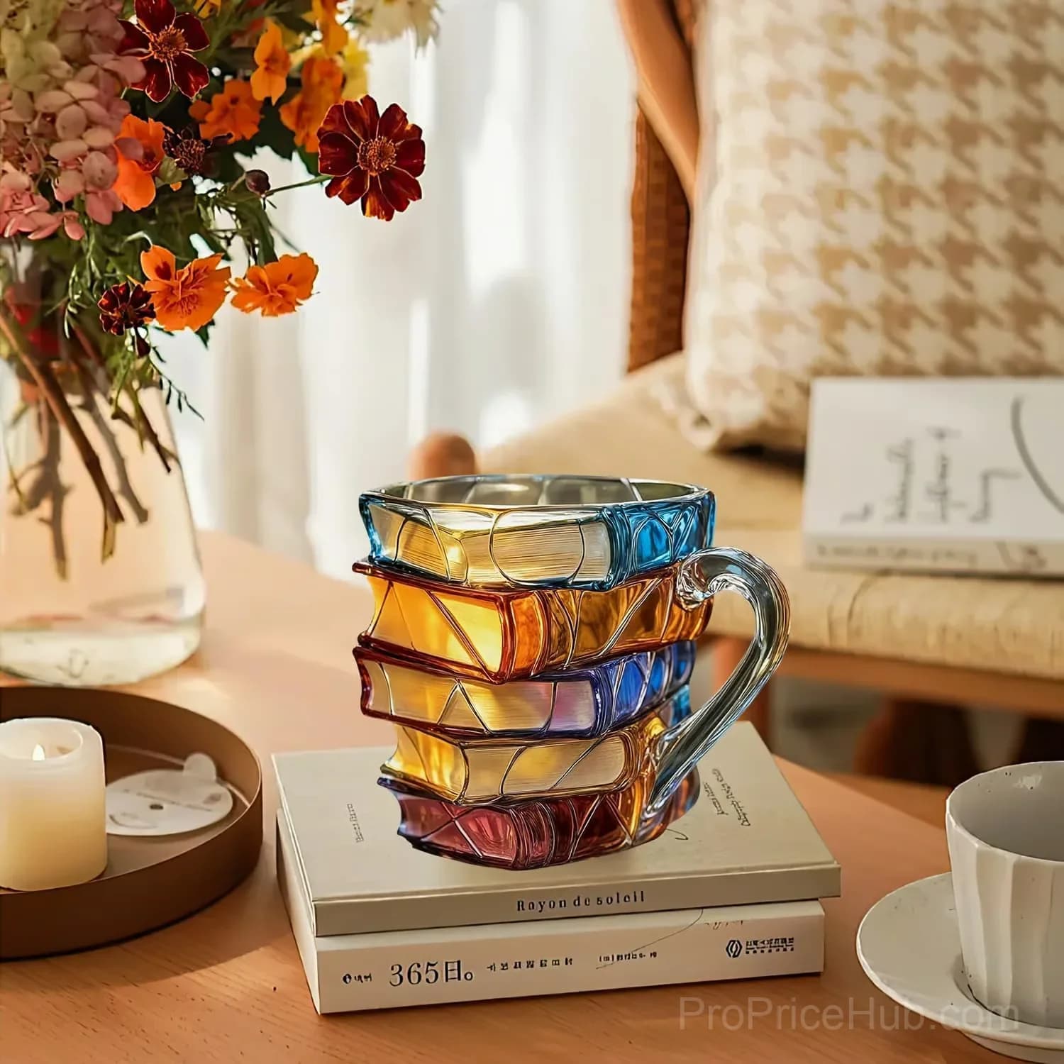 3D Painted Book Glass Coffee Mug, Book Lover Cup, Style A - Main