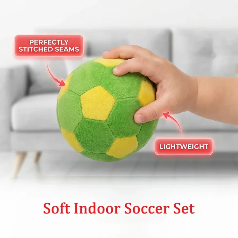 Soft Indoor Soccer Ball Set, Single Ball, Green/Yellow - Main