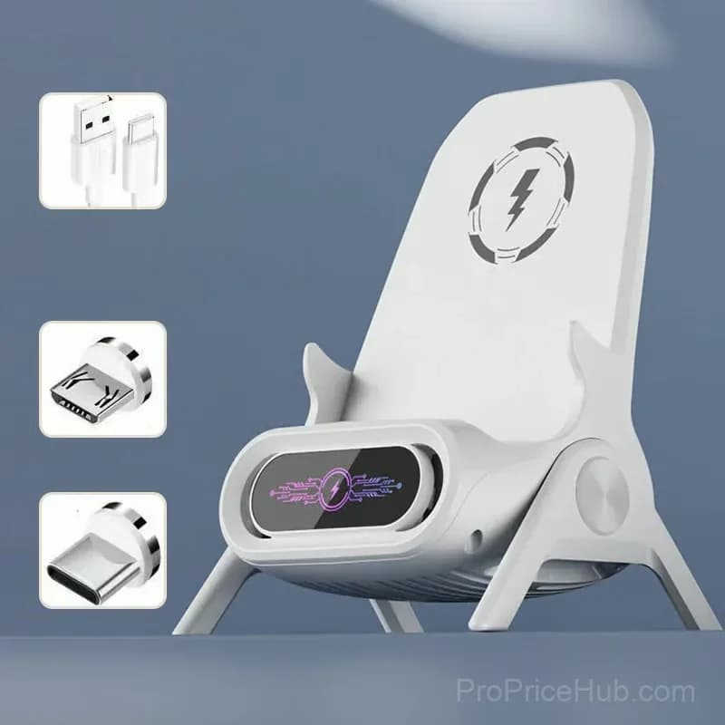 Multifunctional Wireless Fast Charging Phone Stand, White - Main