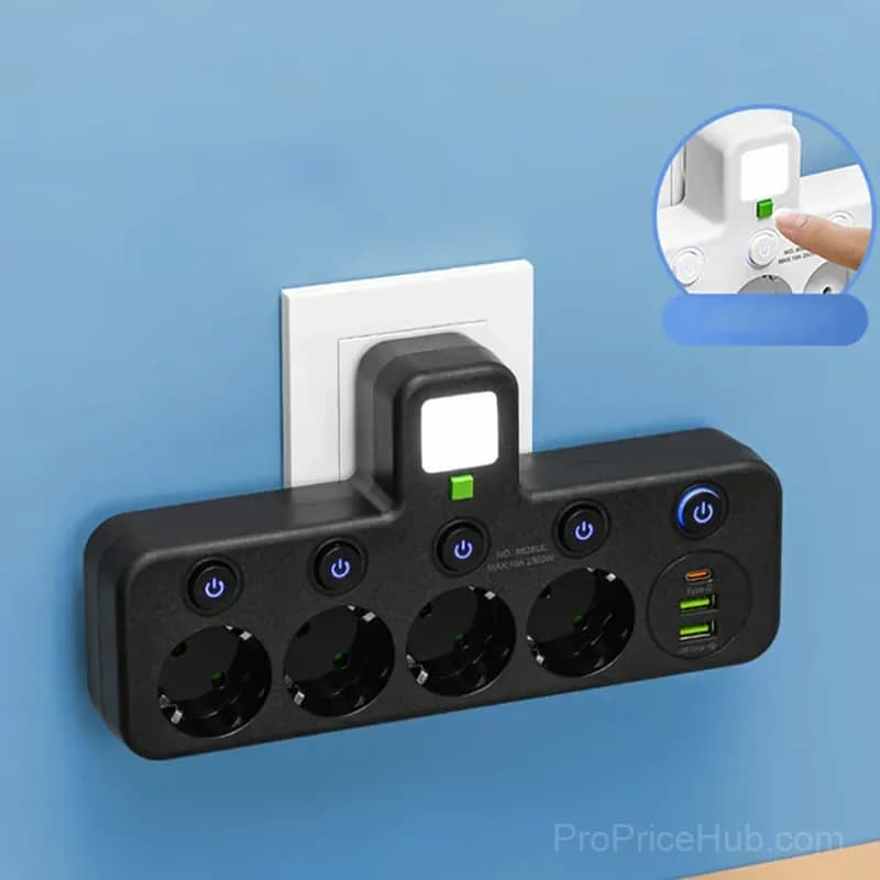 Smart Power Strip with USB Ports, EU Plug, White, 2 Outlets - View 15