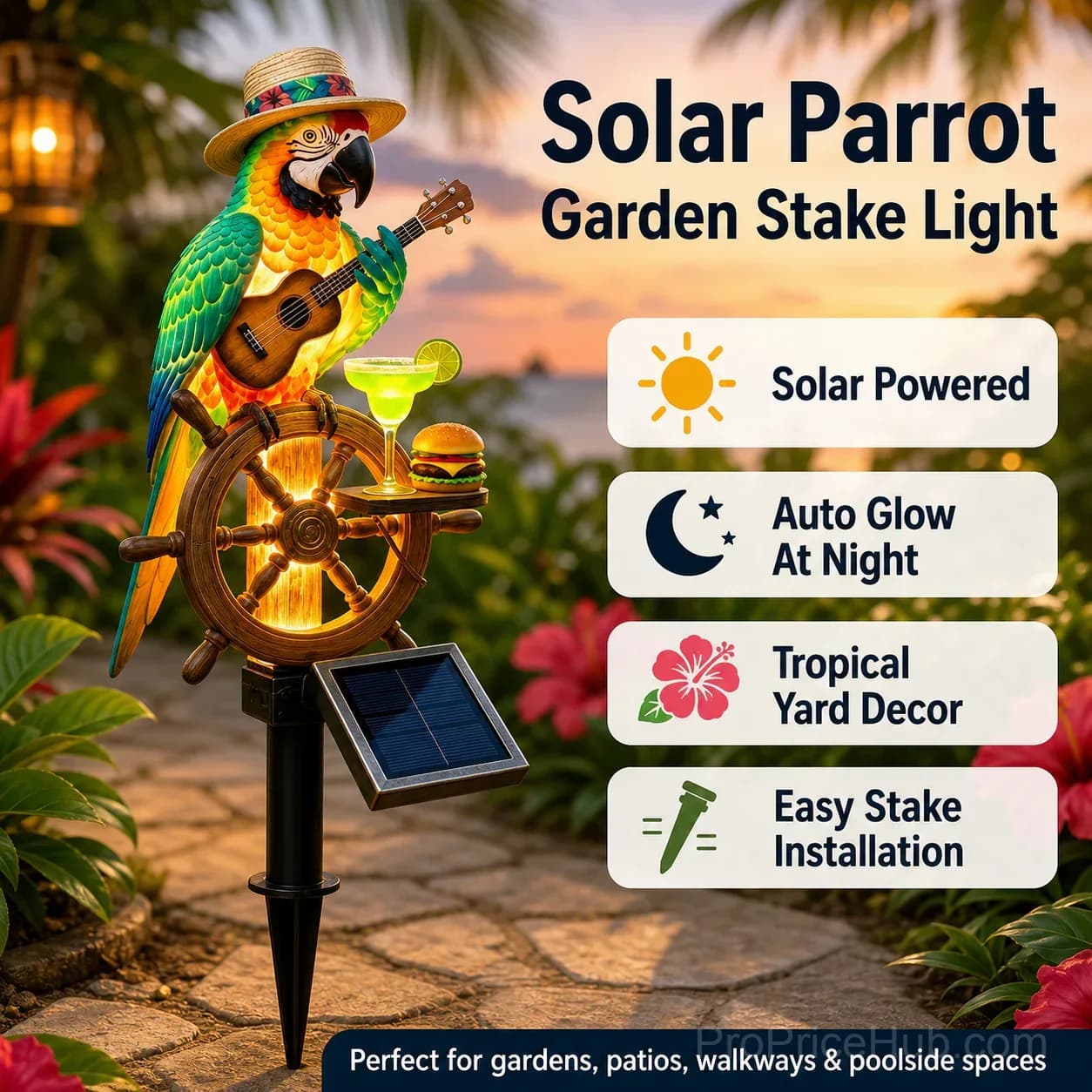Solar Powered Parrot Garden Light - Alt