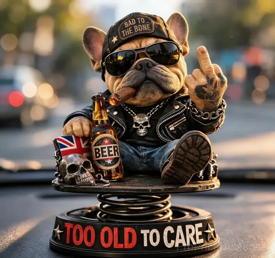 Car Dashboard Bobblehead - Too Old To Care - Main
