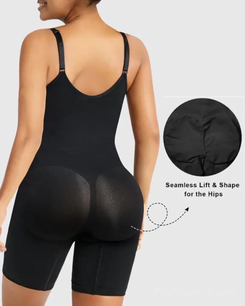 Tummy Control Zip-Up Ultra Stretch Shapewear Bodysuit - View 7